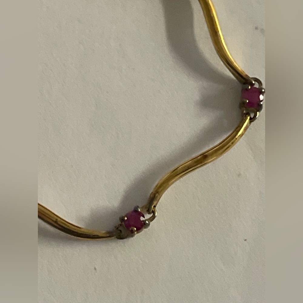 Ross Simons Ruby Bracelet Gold Over Sterling Silv… - image 3
